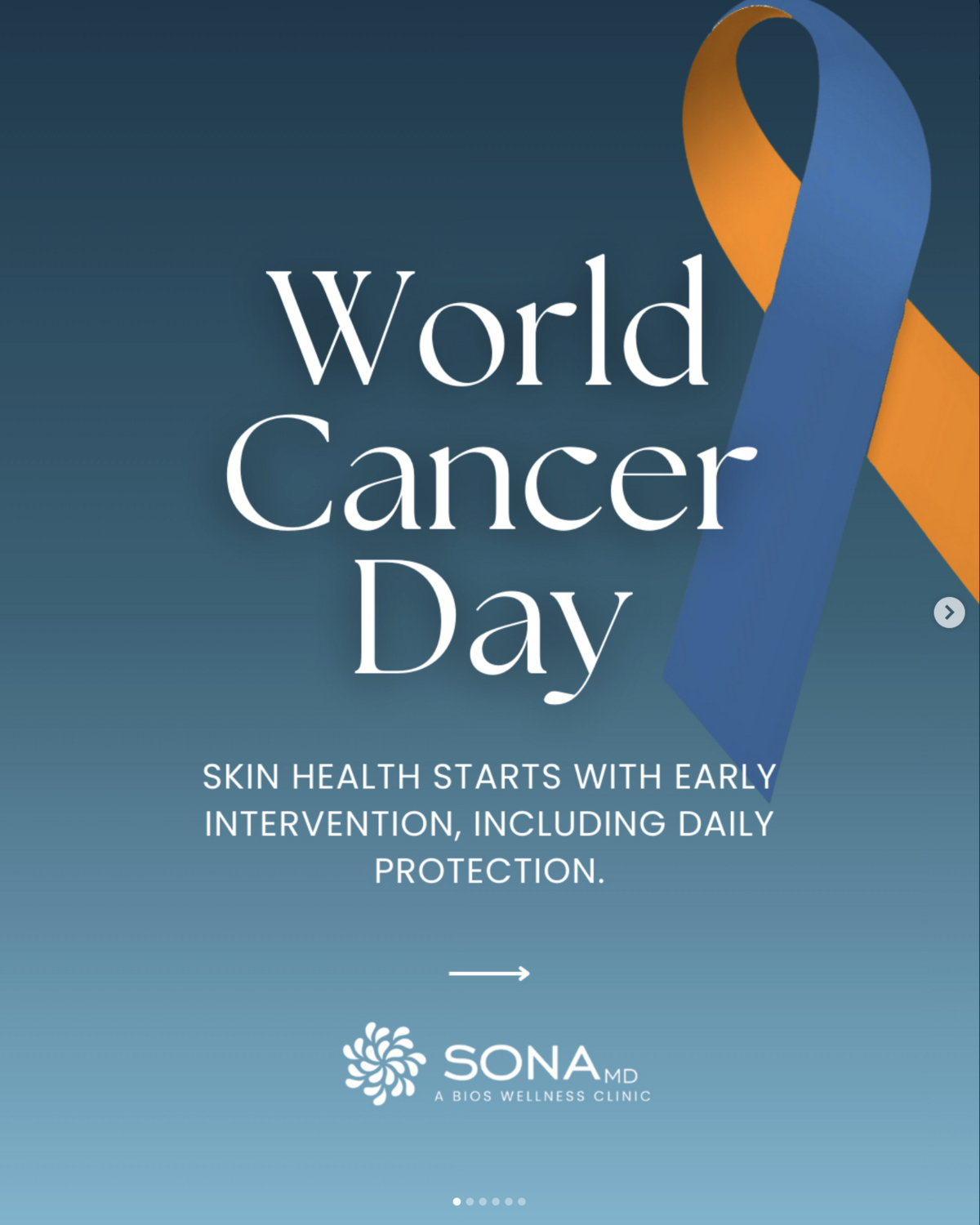 Instagram carousel: World Cancer Day awareness post on early intervention and daily protection