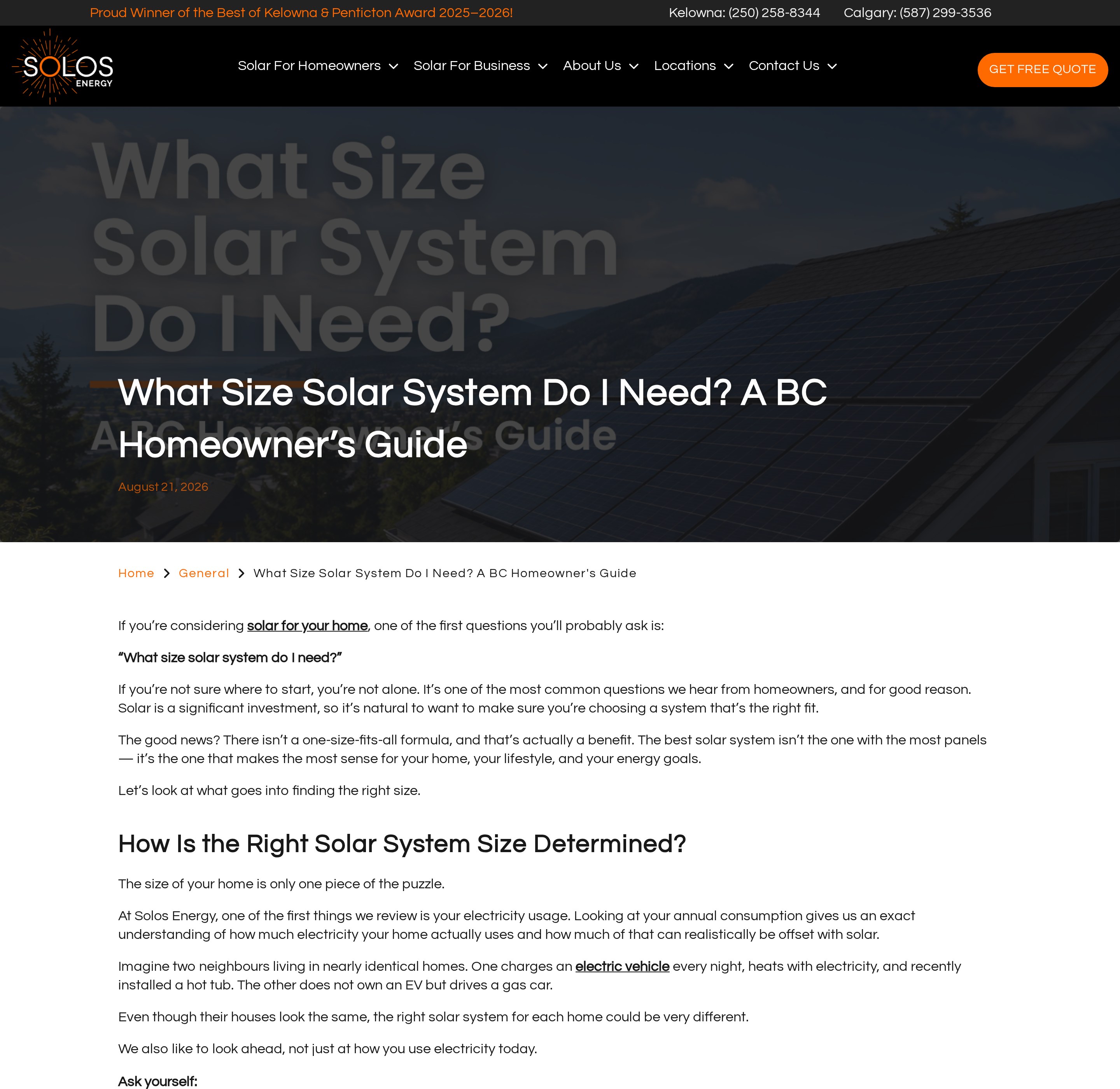 Blog article: What size solar system do I need? A BC homeowner's guide